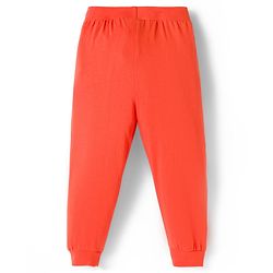 Babyhug Cotton Knit Full Length Lounge Pants with Sport Theme Tape Detailing & Athletic Text Print Pack of 3 - Navy Blue Orange & Dark Green