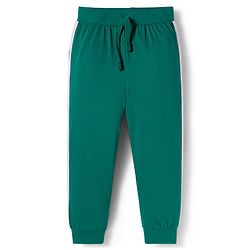 Babyhug Cotton Knit Full Length Lounge Pants with Sport Theme Tape Detailing & Athletic Text Print Pack of 3 - Navy Blue Orange & Dark Green