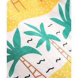 Babyhug Cotton Knit Full Length Lounge Pant With Tropical Theme Print - Yellow