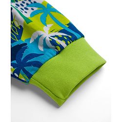 Babyhug Cotton Knit Full Length Lounge Pant with Tropical Theme - Green