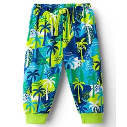Babyhug Cotton Knit Full Length Lounge Pant with Tropical Theme - Green