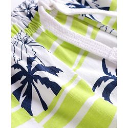 Babyhug Cotton Knit Full Length Lounge Pant With Tropical Theme Print - Light Green