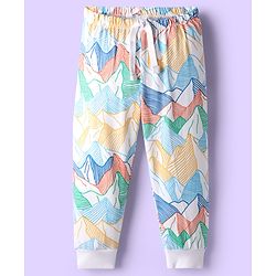Babyhug Cotton Knit Full Length Lounge Pant With Abstract Print - Multicolour