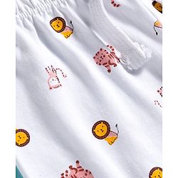 Babyhug Cotton Knit Full Length Lounge Pant with Animal Print - White
