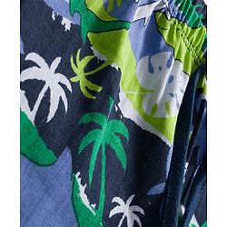 Babyhug Cotton Knit Full Length Lounge Pant with Beach & Sea Life Theme Print - Multicolor