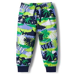 Babyhug Cotton Knit Full Length Lounge Pant with Beach & Sea Life Theme Print - Multicolor