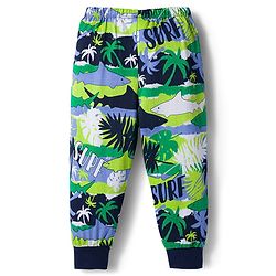 Babyhug Cotton Knit Full Length Lounge Pant with Beach & Sea Life Theme Print - Multicolor