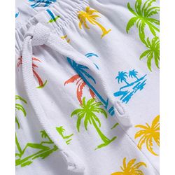 Babyhug Cotton Knit Full Length Lounge Pant with Beach Theme Print - White