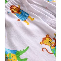 Babyhug Cotton Knit Full Length Lounge Pant with Animals Print - White