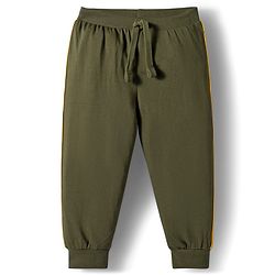 Babyhug Cotton Knit Full Length Lounge Pants With Camouflage & Text Print Pack of 5 - Olive Green White & Yellow