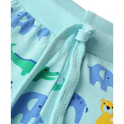 Babyhug Cotton Knit Full Length Lounge Pant With Dino Print - Light Blue