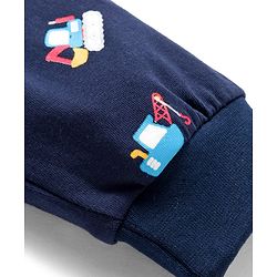 Babyhug Cotton Knit  Full Length Lounge Pant With Vehicle Print - Navy Blue