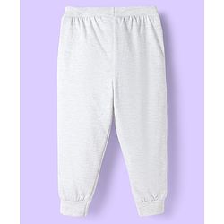 Babyhug Cotton Knit Full Length Lounge Pant With Vehicle Print - Grey