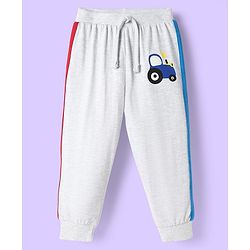 Babyhug Cotton Knit Full Length Lounge Pant With Vehicle Print - Grey