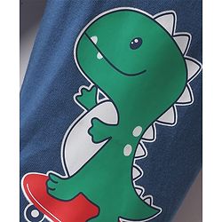 Babyhug Cotton Knit Full Length Dino & Vehicles Printed Lounge Pants Pack Of 2 - Red & Navy Blue