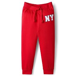Babyhug Cotton Knit Full Length Lounge Pants with Bear Print Pack of 2 - Blue & Red