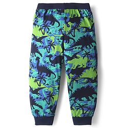 Babyhug Cotton Knit Full Length Dino Printed Lounge Pants Pack Of 2 - Light Green & Navy Blue