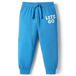 Babyhug Cotton Knit Full Length Text Printed Lounge Pants Pack Of 2 - Blue & Red