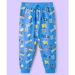 Babyhug Cotton Knit Full Length Lounge Pant With Text Print Pack Of 2 - Blue & White
