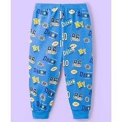 Babyhug Cotton Knit Full Length Lounge Pant With Text Print Pack Of 2 - Blue & White