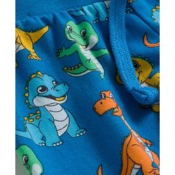 Babyhug Cotton Knit Full Length Lounge Pant With Dino Print Pack Of 2 - Yellow & Blue