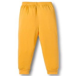 Babyhug Cotton Knit Full Length Lounge Pant With Dino Print Pack Of 2 - Yellow & Blue
