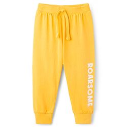 Babyhug Cotton Knit Full Length Lounge Pant with Animal Print Pack of 2- Yellow & Blue