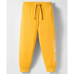 Babyhug Cotton Knit Full Length Lounge Pants with Sports Print Pack of 2 - Yellow & Blue