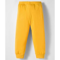 Babyhug Cotton Knit Full Length Lounge Pants with Sports Print Pack of 2 - Yellow & Blue