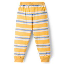Babyhug Cotton Knit Full Length Lounge Pant With Dino Print Pack Of 3 - Yellow Navy Blue & Light Blue