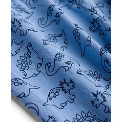Babyhug Cotton Knit Full Length Lounge Pant With Dino Print Pack Of 3 - Yellow Navy Blue & Light Blue