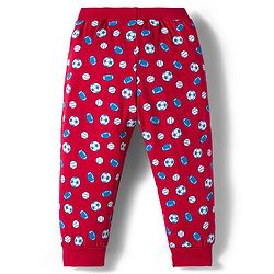 Babyhug Cotton Knit Full Length Lounge Pants with Sports Print Pack of 3 - Red Grey & Blue