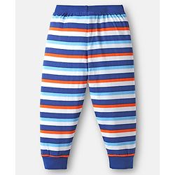 Babyhug Cotton Knit Full Length Lounge Pants with Stripes & Nautical Theme Print Pack of 3 - Multicolor
