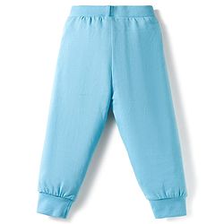 Babyhug Cotton Knit Full Length Lounge Pant With Text Print Pack Of 3 - Light Blue Yellow & Blue
