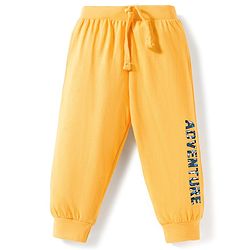 Babyhug Cotton Knit Full Length Lounge Pant With Text Print Pack Of 3 - Light Blue Yellow & Blue