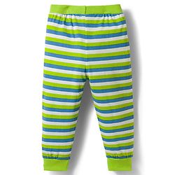 Babyhug Cotton Knit Full Length Lounge Pant With Stripes Pack Of 3 - Lime Green & Blue