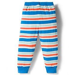 Babyhug Cotton Knit Full Length Striped & Printed Lounge Pants Pack of 3 - Orange & Blue