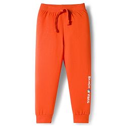 Babyhug Cotton Knit Full Length Striped & Printed Lounge Pants Pack of 3 - Orange & Blue