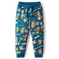 Babyhug Cotton Knit Full Length Lounge Pants with Bear Print & Tape Detailing Pack of 3 - Blue Green & Orange