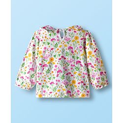 Babyhug Cotton Woven Frock with Full Sleeves Inner Top with Floral Print & Embroidery - Yellow & White