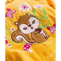 Babyhug Cotton Woven Frock with Full Sleeves Inner Top with Floral Print & Embroidery - Yellow & White
