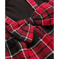 Babyhug Cotton Woven Full Sleeves Frock with Check Print Bow Applique - Black & Red