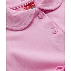 Babyhug Single Jersey Woven Full Sleeves Frock With Bloomers With Rainbow Print - Pink