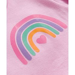 Babyhug Single Jersey Woven Full Sleeves Frock With Bloomers With Rainbow Print - Pink