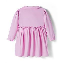 Babyhug Single Jersey Woven Full Sleeves Frock With Bloomers With Rainbow Print - Pink