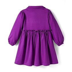 Babyhug Single Jersey Knit Full Sleeves Frock With Bloomer & Floral Print - Purple