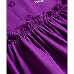 Babyhug Single Jersey Knit Full Sleeves Frock With Bloomer & Floral Print - Purple