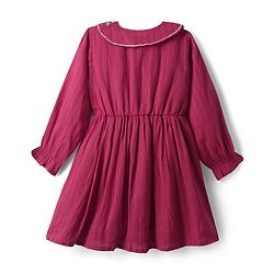 Babyhug 100% Cotton Full Sleeves Frock With Floral Embroidery - Dark Pink