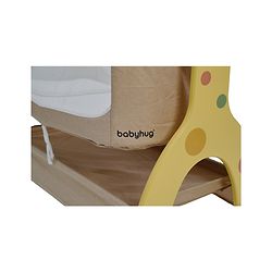 Babyhug Sun Flower Wooden Electric Cradle with Mosquito Net - Beige| 3 Level Swing| Sturdy Wooden Frame| 3 Preset Timer| Soothing Music| Wheels with Lock| Mesh Sides for Ventilation| Newborn Essential
