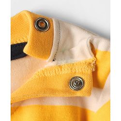 Babyhug 100% Cotton Knit Full Sleeves T-Shirt with Stripes & Mama's Boy Text Print - Yellow & White